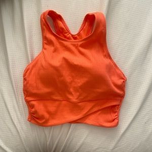 Peach ribbed athletic racerback crop top